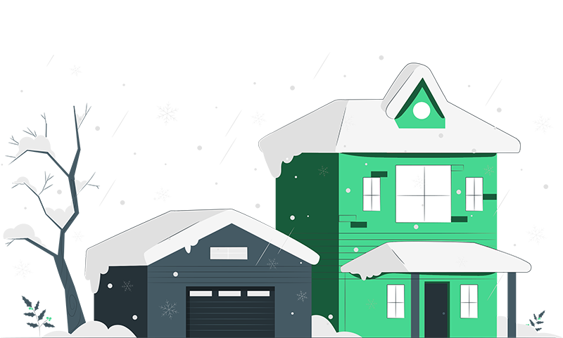 House with Snow Cartoon