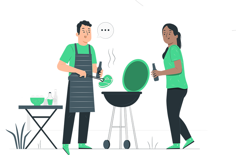 Man and Woman Hosting a BBQ